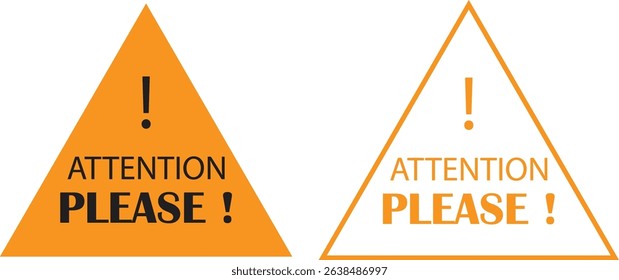 Attention please bubble yellow flat, outline icon set. Vectors danger warning and important message or exclamation mark signs. Announcement information symbols for business and marketing, advertising.