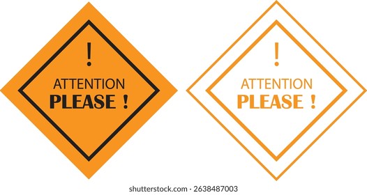Attention please bubble yellow flat, outline icon set. Vectors danger warning and important message or exclamation mark signs. Announcement information symbols for business and marketing, advertising.