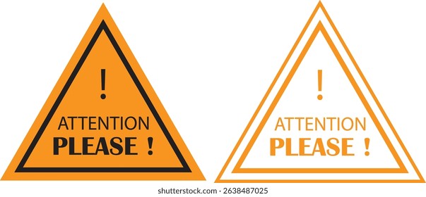 Attention please bubble yellow flat, outline icon set. Vectors danger warning and important message or exclamation mark signs. Announcement information symbols for business and marketing, advertising.