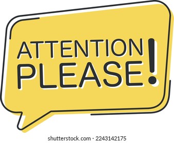 attention please comic speech bubble in pop art style. Comic speech. Dialog window. Yellow banner for sale.