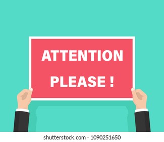 Attention please concept flat design vector illustration