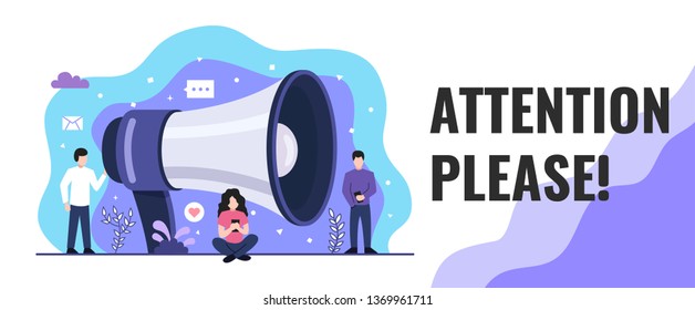 Attention please concept. Web banner. Vector illustration.