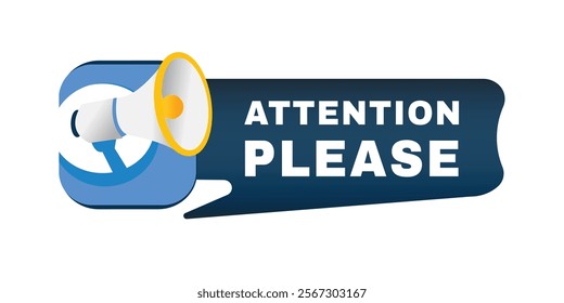 Attention please element for banner announce, flat vector sign illustration isolated advertising symbol.