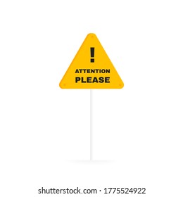 Atención, por favor, banner geométrico en una tabla. Ilustración vectorial moderna.