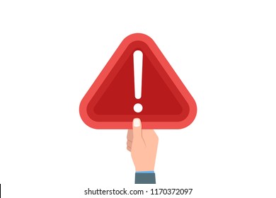 Attention please. Hand  holding board. Vector illustration.