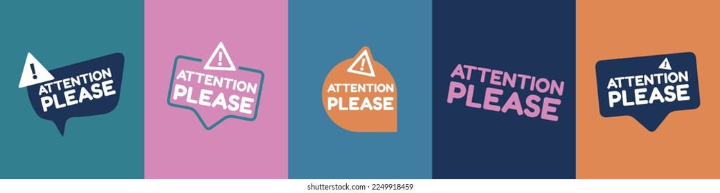 Attention Please Icon Set - Different Vector Illustrations Isolated On Monochrome Backgrounds