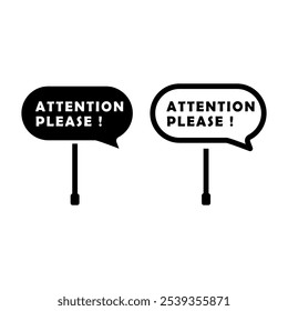 attention please icon.Black silhouette. Vector simple flat graphic illustration. 