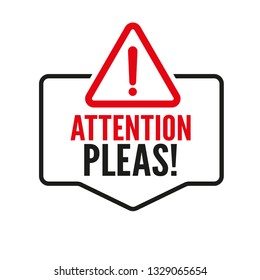 Attention please, important message badge or banner. Vector.