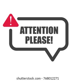 Attention please, important message badge or banner on isolated background. Vector.