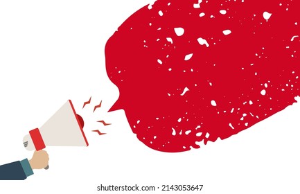 Attention please. Megaphone banner with chat bubble. Special offers sign. Important information symbol. Loudspeaker with speech bubble. Attention please promotion text. Social Media banner. Vector