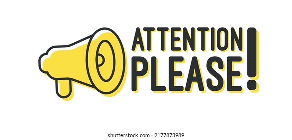 Attention Please Megaphone Banner Design Vector Stock Vector (Royalty ...