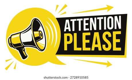 Atención Por favor, Vector de megáfono Alerta urgente y notificación Gráfica. atención por favor. megáfono. alerta pública. aviso urgente. noticias de última hora.