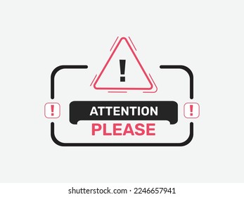 Atención, por favor, icono de vector de alerta roja para los medios sociales