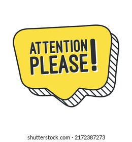 attention please retro speech bubble. Vector illustration eps 10