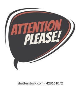 attention please retro speech bubble