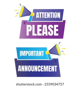 Attention please sign banner design, Pay attention social media post vector, Attention please notice illustration sign