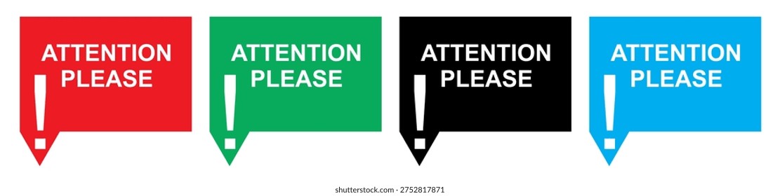 Attention please sign banner design, Pay attention social media post vector, Attention please notice illustration