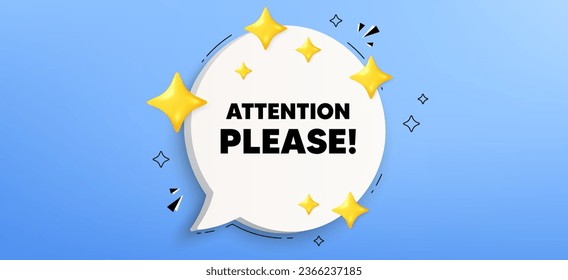 Attention please tag. Chat speech bubble banner. Special offer sign. Important information symbol. Attention please speech bubble message. Talk box infographics. Vector