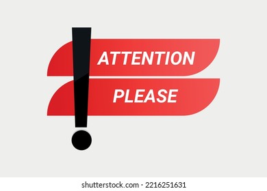 Attention please text with exclamation sign vector elements