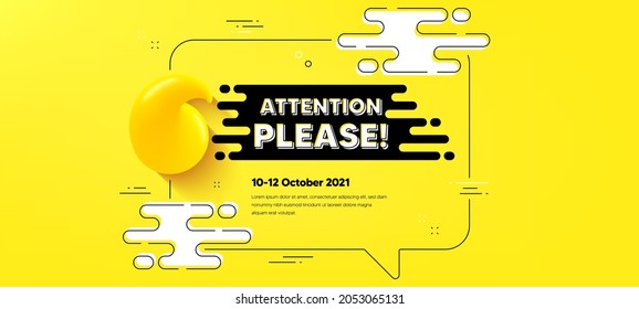 Atención, por favor envíe un mensaje de texto. Cita el fondo de la burbuja de chat. Signo de oferta especial. Símbolo de información importante. Atención, por favor, cita un mensaje de chat. Cartel del marco de texto. 3 quinquies. Vector