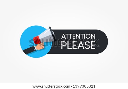 Attention Please Warning Megaphone Label