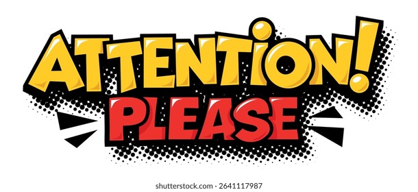 Attention please. Warning, sign important notice. Vector on transparent background