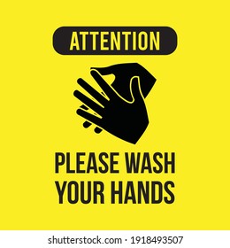 Attention Please Wash Your Hands Poster Stock Vector (Royalty Free ...