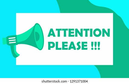 Attention please word concept vector illustration with megaphone, landing page, template, ui, web, mobile app, poster, banner, flyer, background, gift card, coupon, label, wallpaper - Vector 