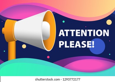 Attention please. Words through the mouthpiece. A poster to attract attention. Сan use for, landing page, template, ui, web, mobile app, poster, banner, flyer	