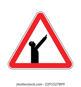 Attention points up. Red road triangular Caution sign. What will be above