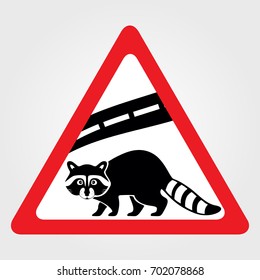 Attention Raccoon Animal Road Sign Stock Vector (Royalty Free ...