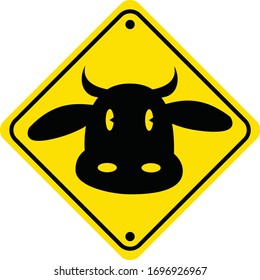 Aufmerksamkeitsrechteck-Zeichen mit Kuhsymbol