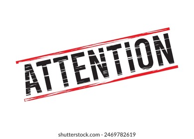 attention rectangular stamp on white background eps10