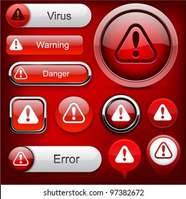 Attention red design elements for website or app. Vector eps10.
