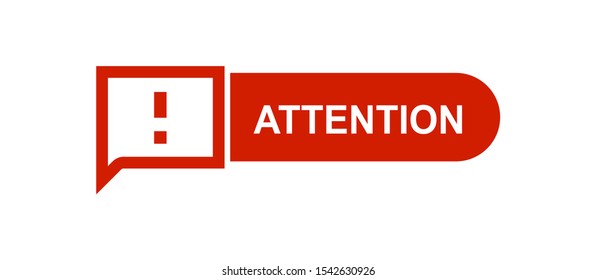 Attention red paper speech bubble. Red danger warning attention or exclamation sign in a speech bubble. Exclamation mark icon. Attention sign icon. Hazard warning symbol.