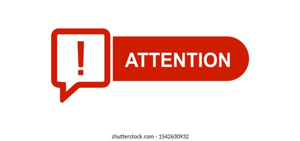 Attention red paper speech bubble. Red danger warning attention or exclamation sign in a speech bubble. Exclamation mark icon. Attention sign icon. Hazard warning symbol.