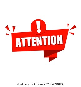 Attention red paper speech bubble. Exclamation mark icon. Priority advice, paying attention .Vector illustration.
