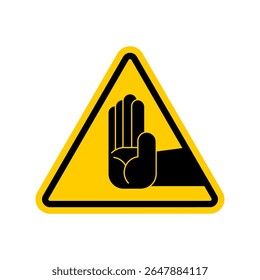 Negación de atención. Señal de tráfico triangular amarilla. Precaución Parada manual