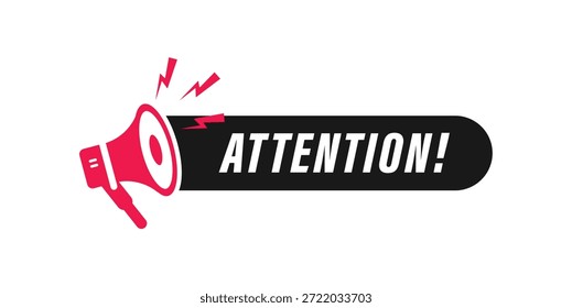 Aufmerksamkeit erforderlich Warnung Benachrichtigung Banner Beschriftung Grafikdesign Vorlage mit Megaphon Vektor