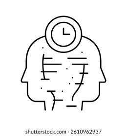 attention residue time management line icon vector. attention residue time management sign. isolated contour symbol black illustration
