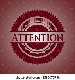 Attention retro red emblem. Vector Illustration. Detailed.