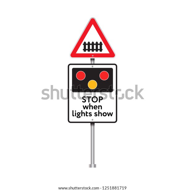 Attention Road Signs Warning Railway Sign\
Vector Illustration