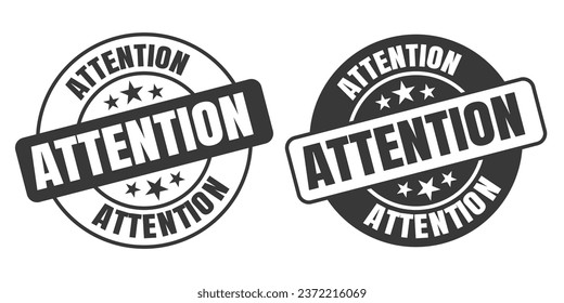 Attention rounded vector symbol set on white background