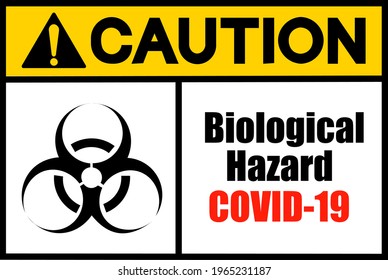 Attention sign. Biological hazard warning caution board. Attract attention. Exclamation mark. Triangle frame. Striped frame. Precaution message on banner. Design with alert icon.