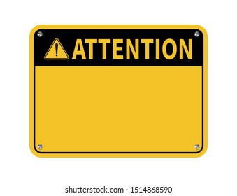 Attention sign. Blank sign isolated on white background. Vector illustration.