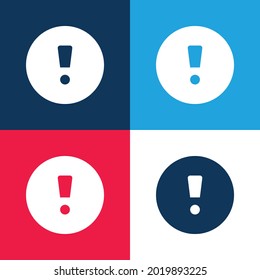 Attention Sign blue and red four color minimal icon set