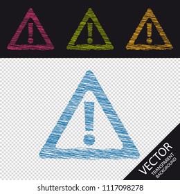 Attention Sign - Colorful Scribble Vector Illustration Icons - Isolated On Transarent Background