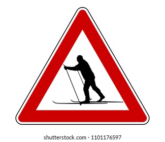 Attention sign cross-country skiing