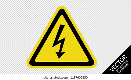 Attention Sign Danger High Voltage Icon - Vector Illustration - Isolated On Transparent Background