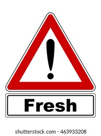 Attention sign with exclamation mark and added information